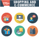 Shopping and E-Commerce Flat Circle with Shadow Icons