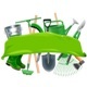 Vector Green Banner with Garden Tools