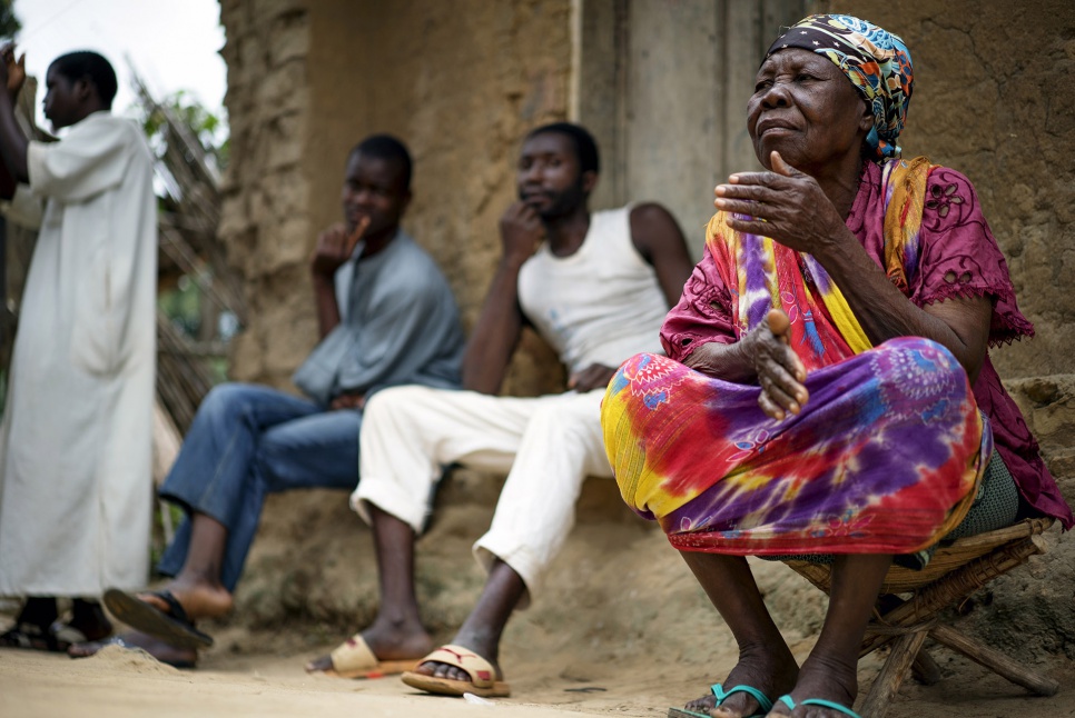 Muslim refugees from CAR gather at the home of Imam Moussa Bawa to discuss the possibility of reconciliation in Zongo, DRC.