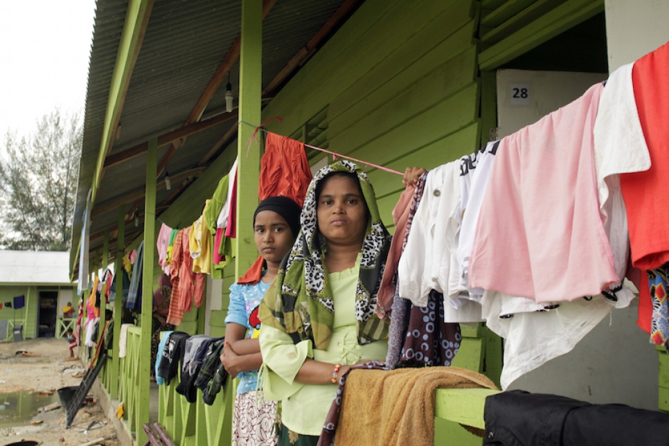 Kulsuma Khatu and her daughter Setara Begum were reunited at a temporary shelter in Aceh, Indonesia, in July.