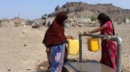 Water tank built by Oxfam in Al-Jalilah village, in Al-Dhale governorate. Photo: Omar Algunaid/Oxfam, March 2017