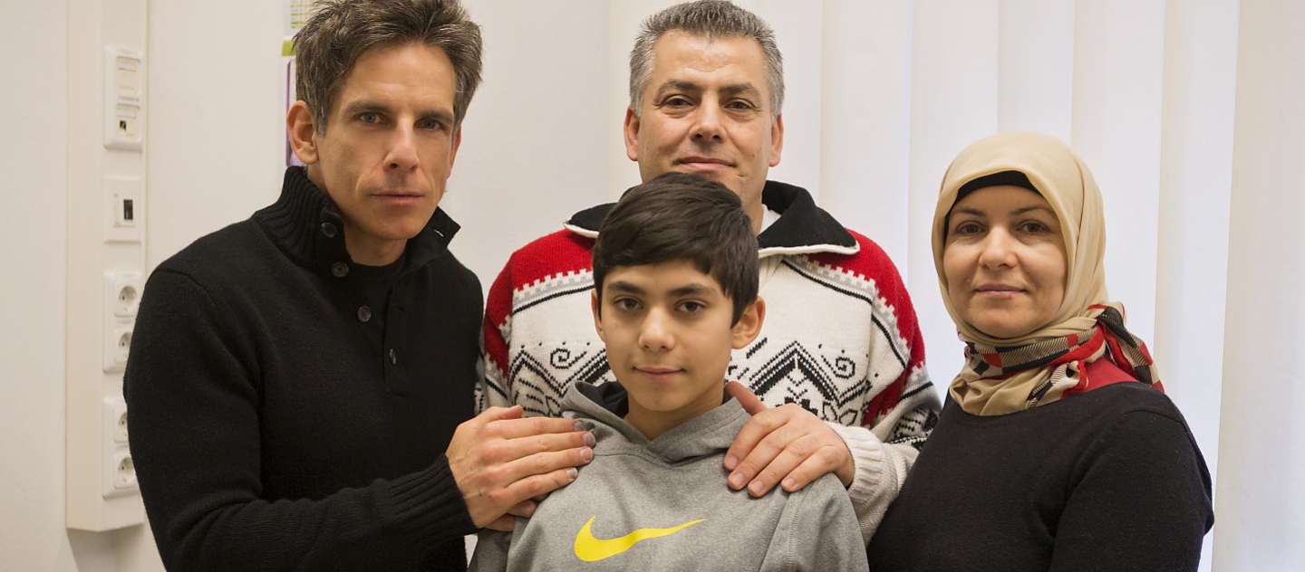 Germany. UNHCR High Profile Supporter Ben Stiller visits Syrian refugees in Berlin.