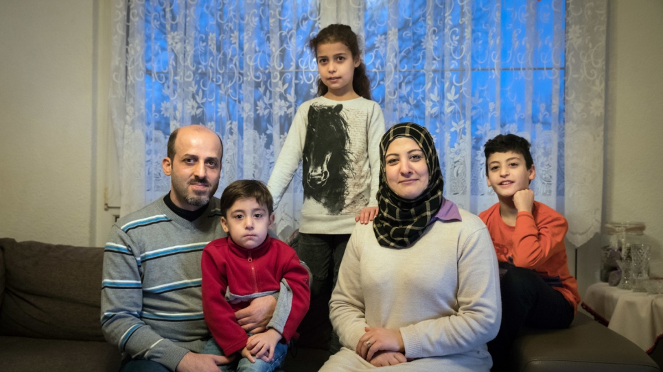 Fadi and Halima with their three children, Hamza (4), Kamala (10) and Bourhan (9).