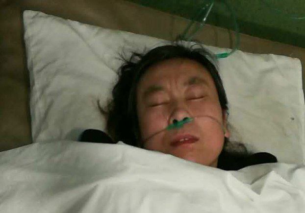 Wang Fengyun at Duolun County Hospital after her trial on public order charges, March 13, 2017.