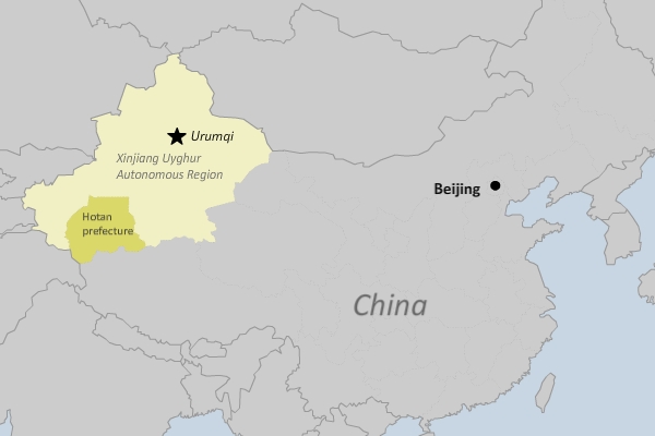 Hotan prefecture in northwestern China's Xinjiang Uyghur Autonomous Region.