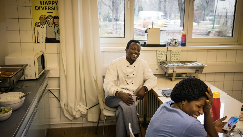 Segun is one of three Africans working in the kitchen.