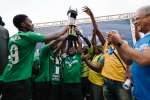 Nigerian players celebrate their 9-4 victory over Morocco in the Refug...