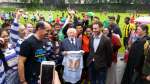 President Higgins Presented with football jersey at the Fair Play Cup 2016