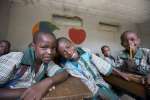 Ayuba Mustapha, 8, and his best friend Adam Alhaji, 8, and Abubakar Muhammed, 8, Future Prowess Islamic Foundation School (I), Maiduguri, Borno State, Nigeria.