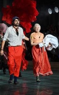 Andreas Kronthaler and Vivienne Westwood after their show in Paris
