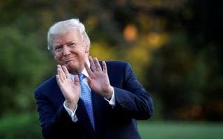 U.S. President Donald Trump reacts as he arrives at the White House from Indianapolis, in Washington D.C., U.S. September 27, 2017.