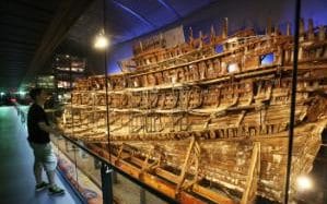 The Mary Rose is on display in a climatically controlled box in Portsmouth 