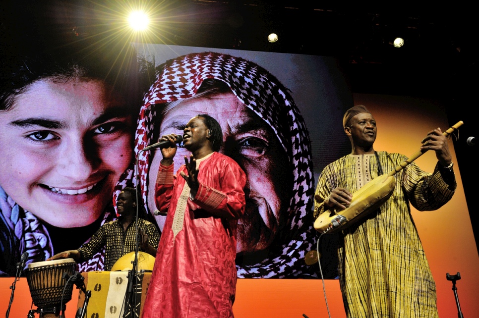 Senegalese singer and guitarist, Baaba Maal, sings at the ceremony.