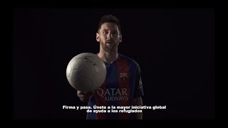 Estrellas del futbol Lionel Messi y Neymar Junior lanzan campaña para ayudar a los refugiados