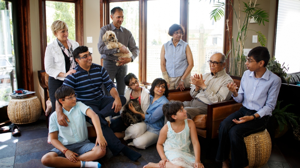 The Merchant family at home.