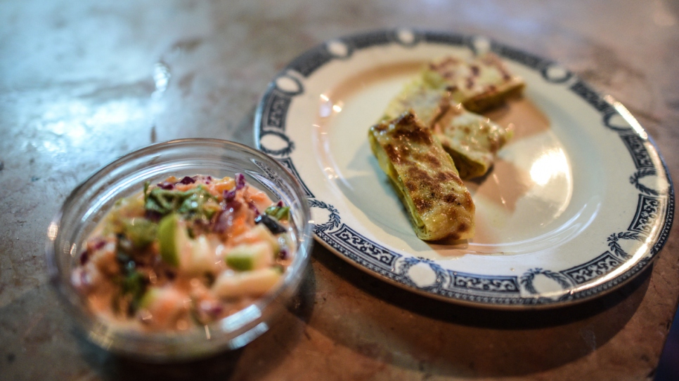 A dish cooked by Sri Lankan chef Nitharshini Mathyalagan for the 2017 Refugee Food Festival at Lulu La Nantaise restaurant in Paris.