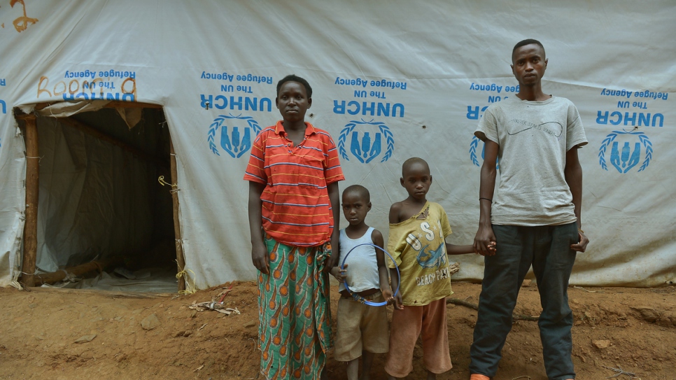Charlene and her family at Nyanza reception centre in southern Rwanda.