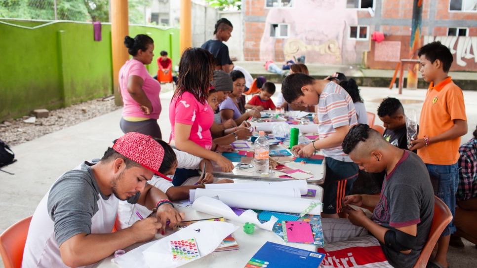 Eighteen-year-old Carlos* attends a drawing workshop at La 72, a shelter in Tenosique, Mexico. (*Name changed for protection reasons)