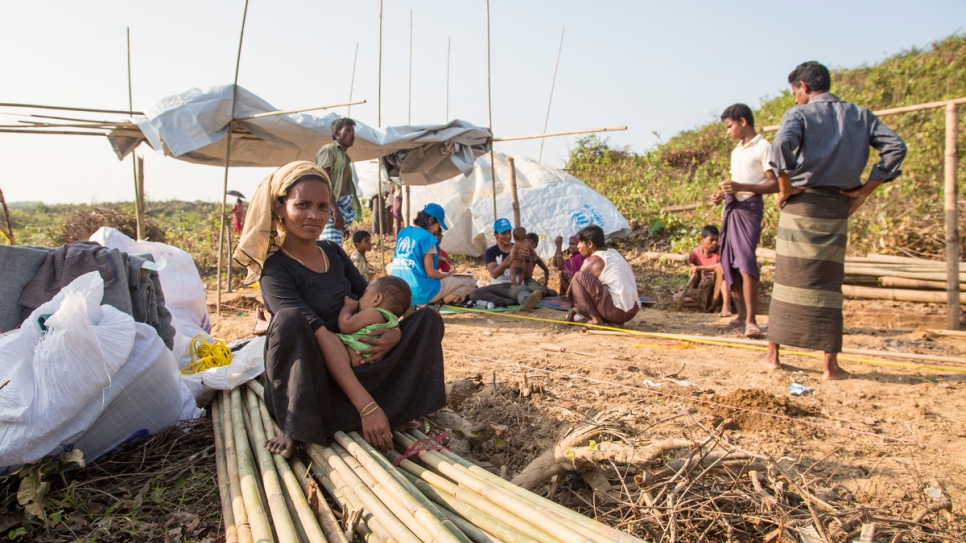 Dil Bahar, 25, fled her home in late August after her village was burnt. Her husband was shot in the back and leg as they ran together.