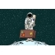 Astronaut Traveler with Travel Suitcase