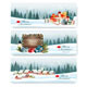 Merry Christmas Banners with a Winter Village and Presents