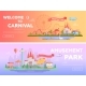 Amusement Park - Set of Modern Flat Vector