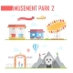 Set of Amusement Park Elements - Modern Vector