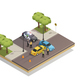 Road Collision Accident Isometric Composition