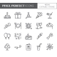 Birthday Party Theme Pixel Perfect Thin Line Icons