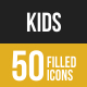 50 Kids Filled Low Poly Icons