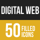 50 Digital Web Filled Low Poly Icons