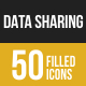 50 Data Sharing Filled Low Poly Icons