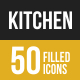 50 Kitchen Filled Low Poly Icons