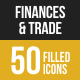 50 Finances & Trade Filled Low Poly Icons