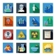 Chemistry Flat Icons Set In Colorful Squares 