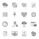 Database Analytics Black Icons Set 