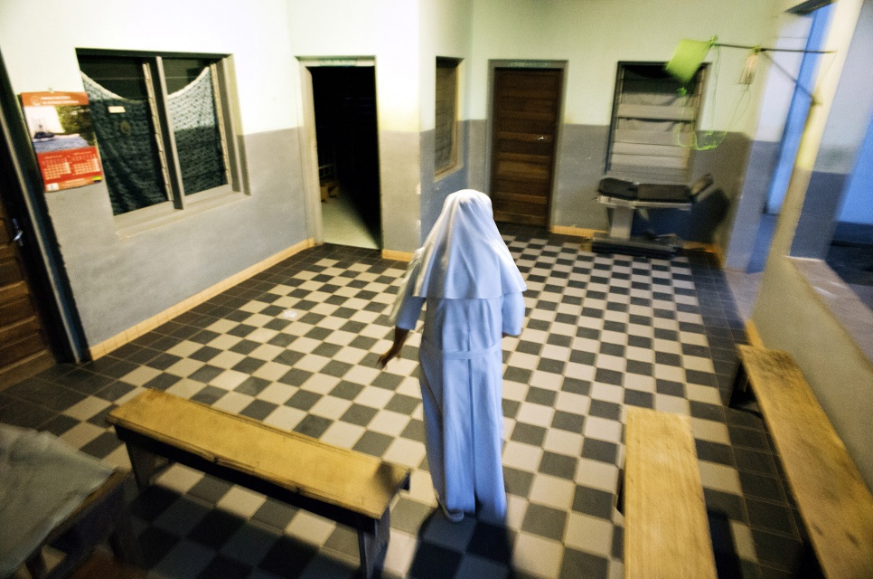 Sister Maria Concetta works well into the night at the hospital operated by her order in Zongo, Equateur Province, DRC. "I was in Congo for the country's independence," she recalls.