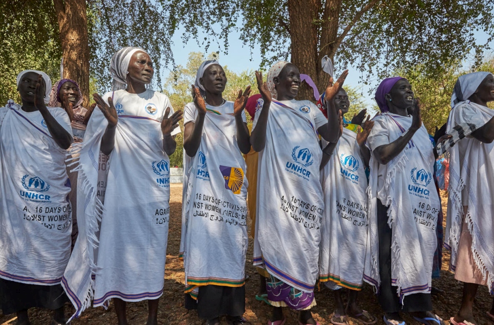 Women welcome Princess Sarah to Maban camp.