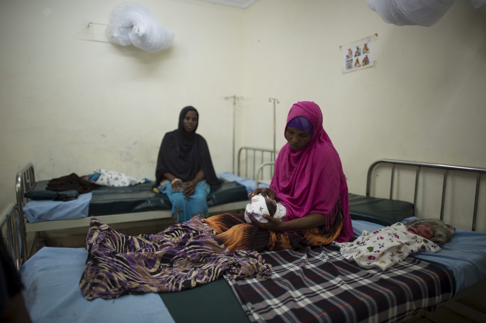 A Somali refugee rests after having just given birth to twins in one of Dadaab refugee camp's hospitals.