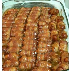 Brown Sugar Smokies wrapped in bacon is a perfect Christmas Appetizer!! 

http://myincrediblerecipes.com/christmas-recipes-diy-that-you-will-love/