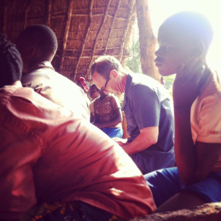 AA Gill with young victims of the LRA in Dungu, Northern DR Congo