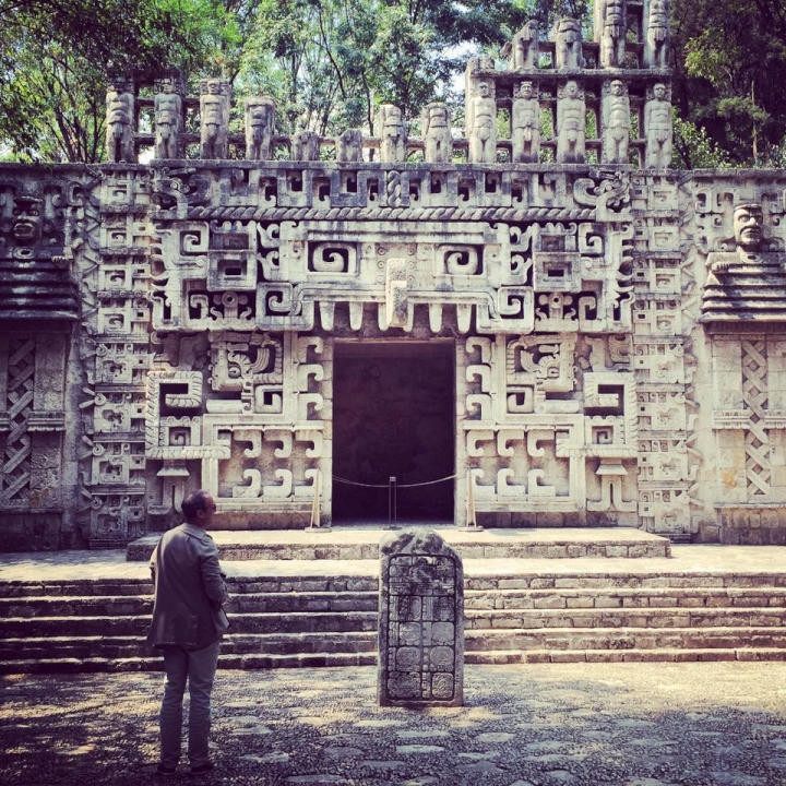 No trip with AA Gill was complete without some local historical sightseeing – here at the National Museum of Anthropology, Mexico City.