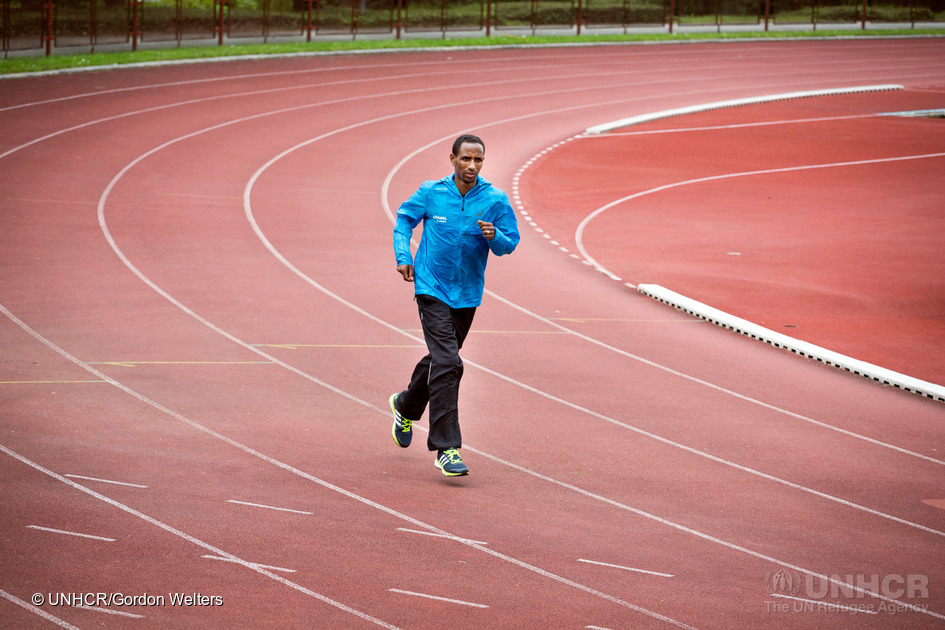 Luxembourg. Ethiopian marathon runner Yonas Kinde trains for Rio 2016 Olympic Games