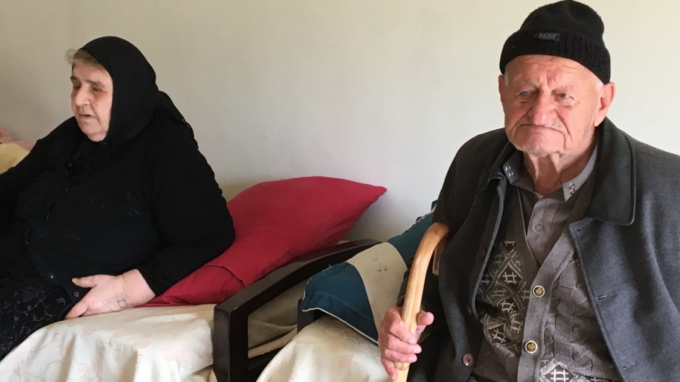 Mirna's mother-in-law, Faheemah, 82, and father-in-law, Gorgis, 83, have a hard time leaving the apartment in Beirut due to their health.