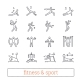 Sport, Bodybuilding, Yoga and Fitness Vector Icons