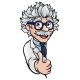 Scientist Cartoon Character Sign Thumbs Up