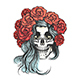 Skull in Rose Wreath