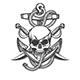 Pirate Skull with Anchor and Sabres