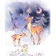 Watercolor Card with Cute Deer and Fawn