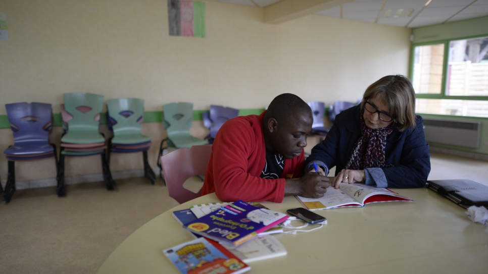 "When you see their desire to learn, it gives you a boost of energy," says Brigitte Dubosclard, a volunteer French teacher for refugees in Pessat-Villeneuve, France. The small town in central France converted its château into a reception centre that has welcomed 136 refugees.